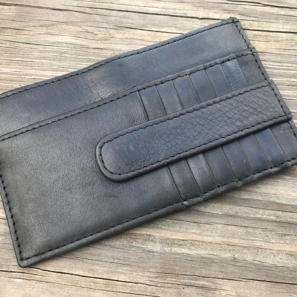 Wallet Black Genuine Leather Card Holder Handmade - Picture 4 of 11